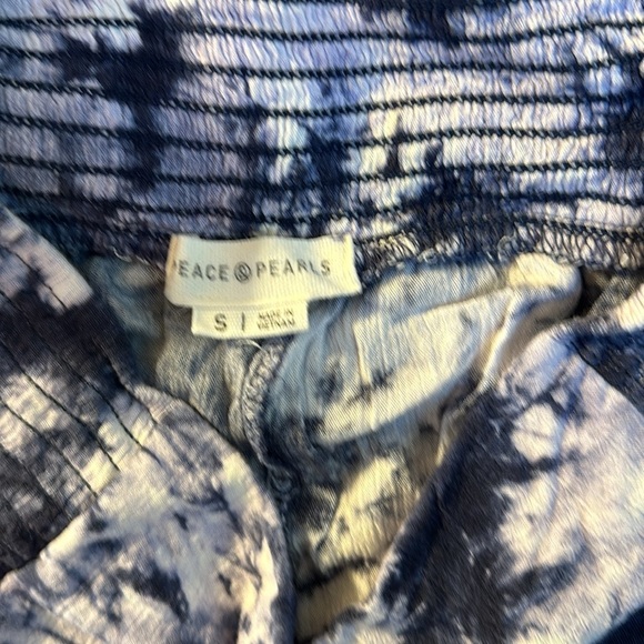 PEACE PEARLS Blue & White High Waist Wide Leg Womens Pants Size S - Picture 4 of 5